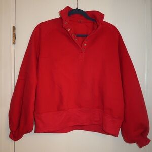 Altar'd State Red Sweatshirt with Button Collar